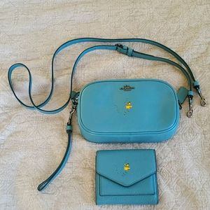 Coach Turq/Teal Leather Woodstock Bag & Wallet